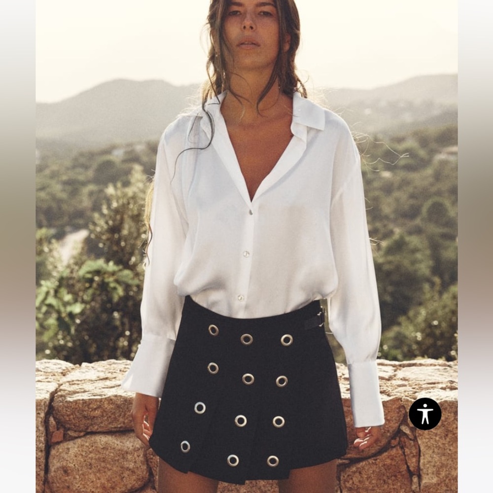 ZARA Flowy Satin Effect Shirt | Size M